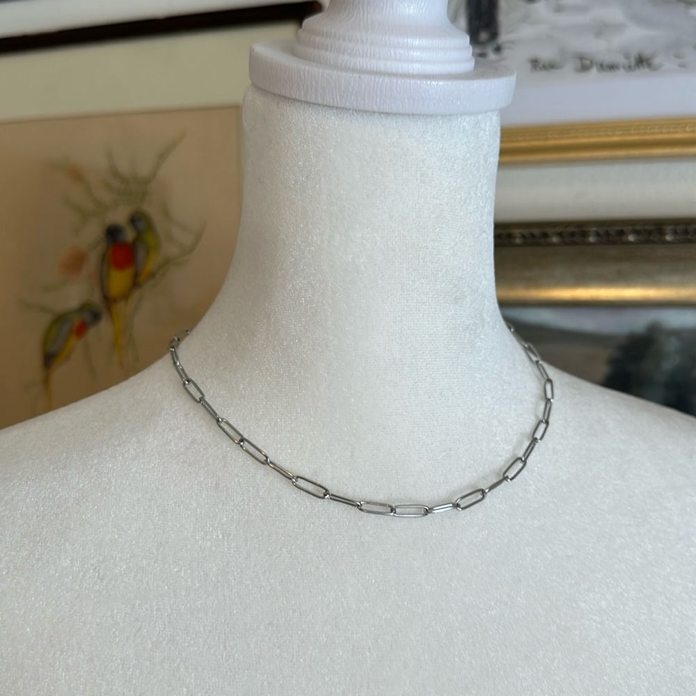 NWT Stainless Steel Paperclip Necklace